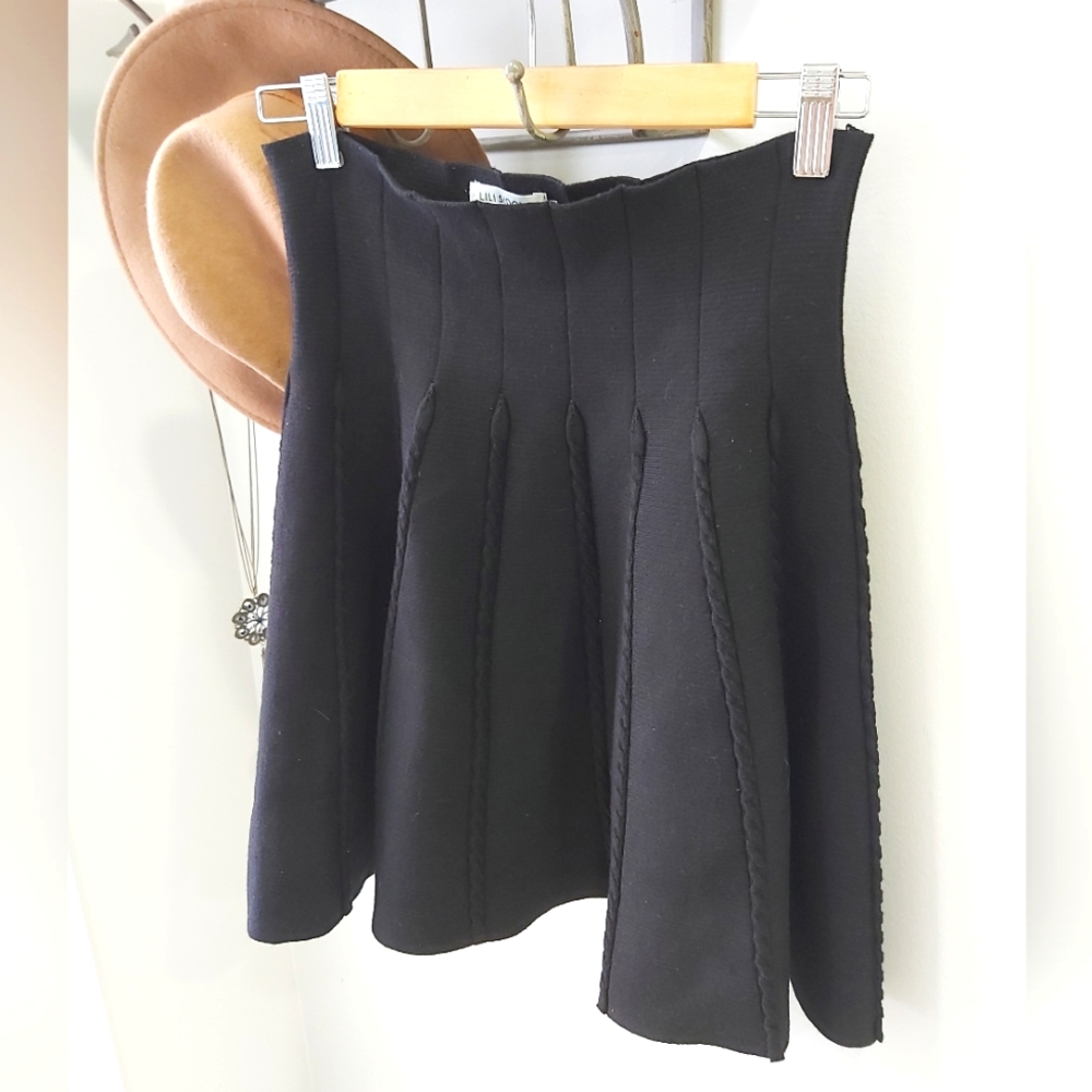 Black High Waist Skater Skirt